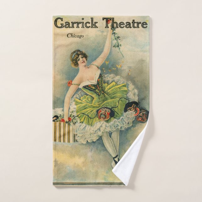 1910 Jovely Woman Thespian Garrick Theatre Chicago (Serviette à main)