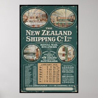 1910 New Zealand Shipping Company Poster