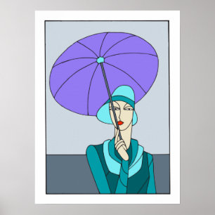 1920 années 1930 Art déco femme mode, version bleu