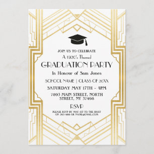 1920 Art Déco Invitation du Parti de graduation Ga