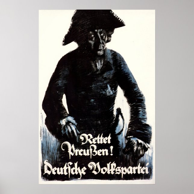 1920s German Election Poster Save Prussia! DVP (Devant)