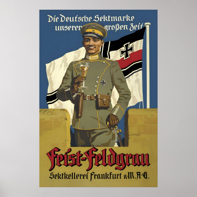 1920s German Sparkling Wine Poster Feist-Feldgrau (Devant)