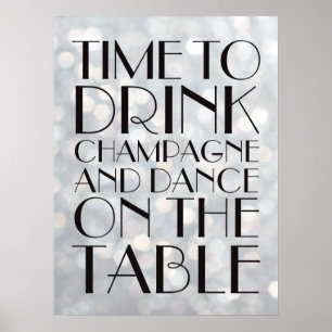 1920's Time to Drink Champagne Poster argent