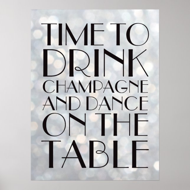 1920's Time to Drink Champagne Poster argent (Devant)