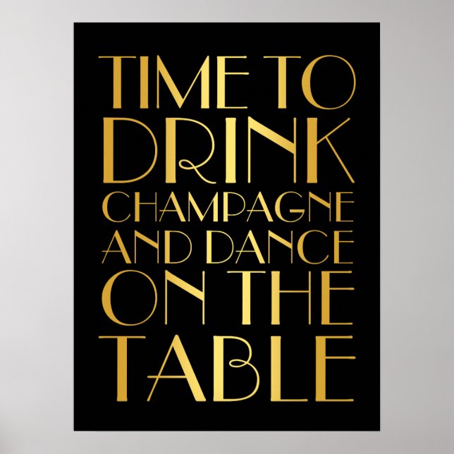 1920's Time to Drink Champagne Poster or (Devant)