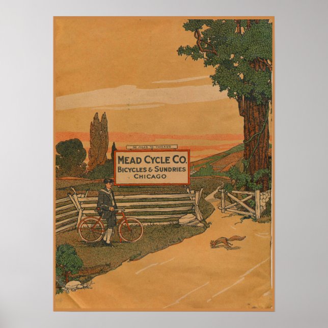 1923 Vintage Mead Cycles Bicycles Ad Art Poster (Devant)