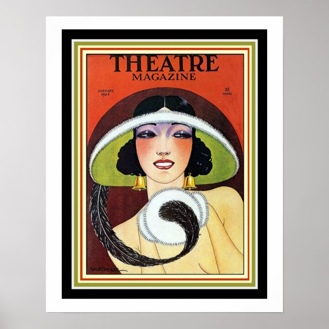 1924 Magazine Théâtre Art Déco Couverture 16 x 20 (Devant)