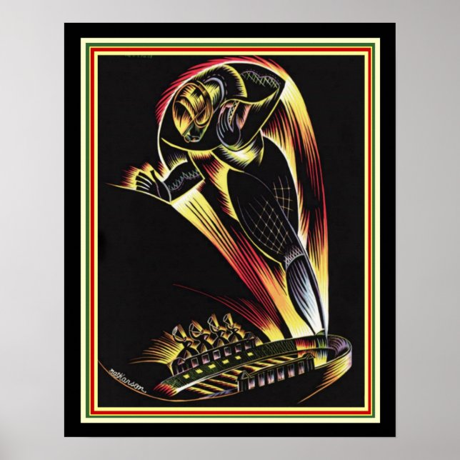 1929 Art Deco Football Poster 16 x 20 (Devant)