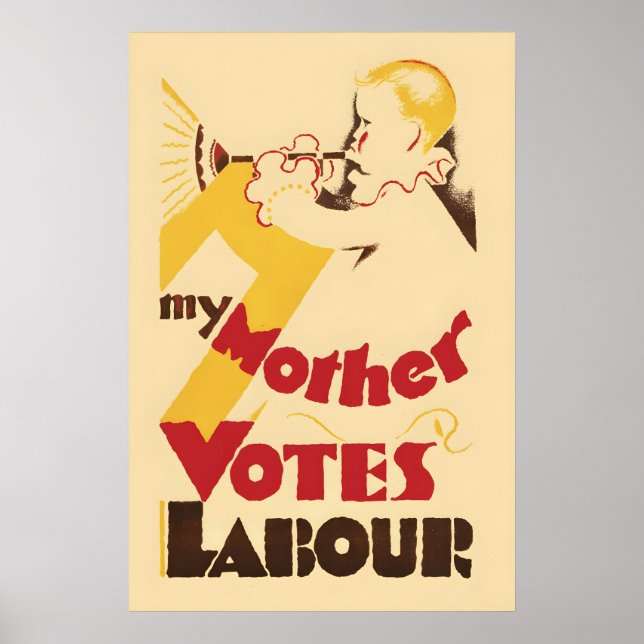1929 British Labour Election Poster My Mother (Devant)