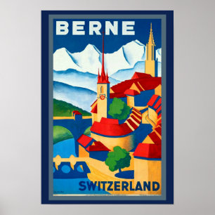 1930 Berne Suisse Travel Poster Beautiful!