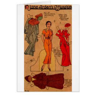 1930 Jane Arden papier poupée robe bleue robe roug