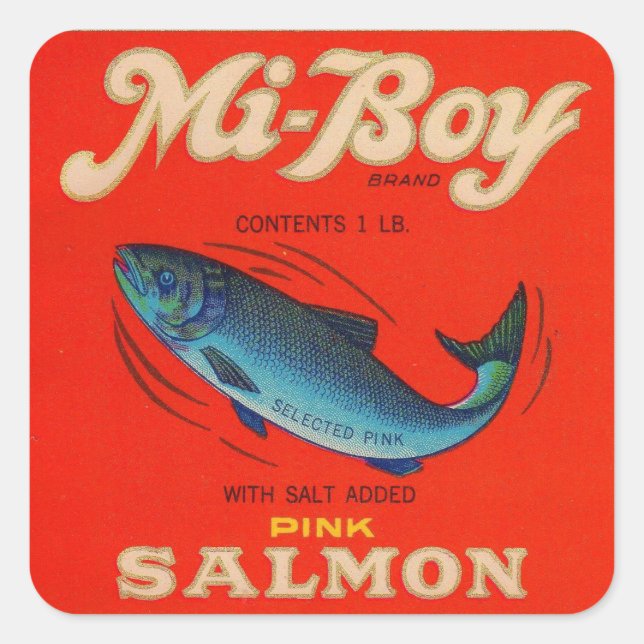 1930s Mi-Boy saumon rose peut étiquette (Devant)