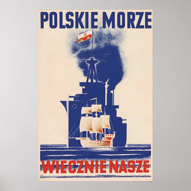 1930s Poland Propaganda Poster Baltic Sea Polish (Devant)