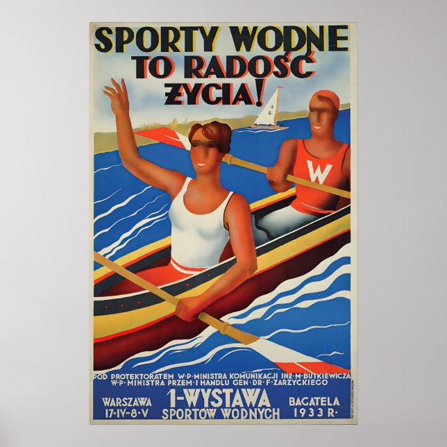 1930s Poland Sports Promotion poster Rowing Public (Devant)