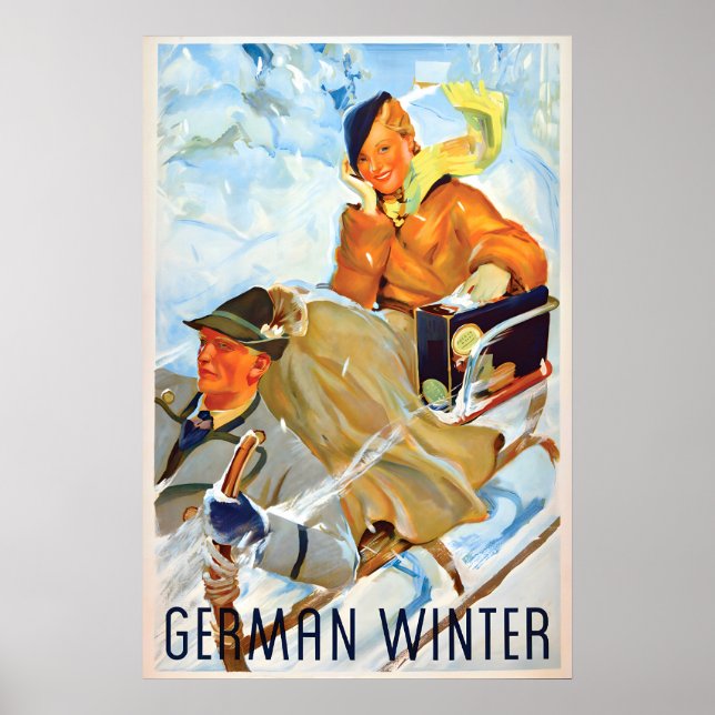 1930s travel Poster German Winter Ski jumping (Devant)