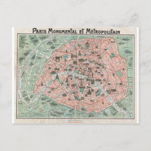 1932 Carte Art Déco de Paris, France