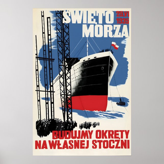 1935 Polish Poster Let's build our own shipyard (Devant)