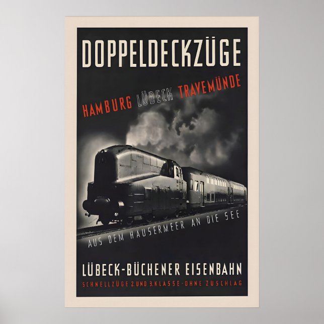 193637 German Railways Travel Poster Double deck (Devant)