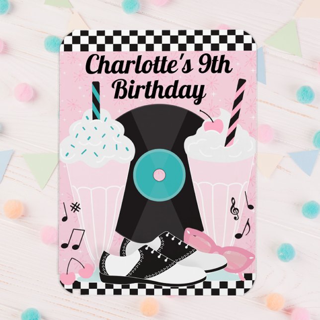 1950 Retro Diner Anniversaire Fête Favor Magnet -  (Birthday Magnet Favor)