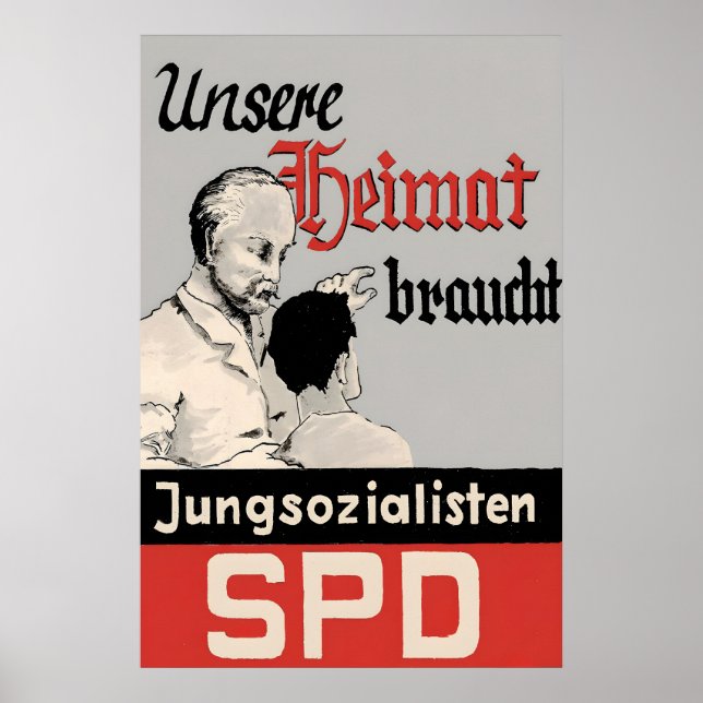 1950s German Labour Party Election Poster SPD (Devant)