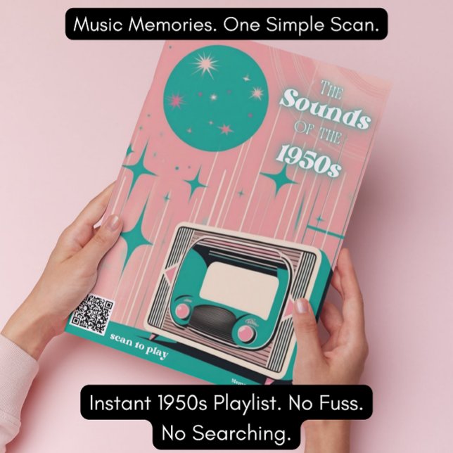 1950s Music Dementia Gift Poster with 50s Playlist (Créateur téléchargé)