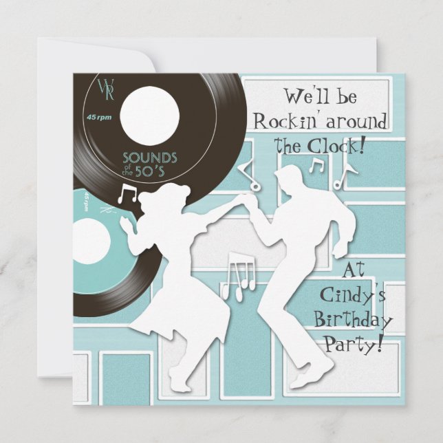 1950's Theme Birthday Invitations (Devant)