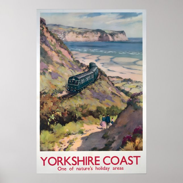 1950s Yorkshire Coast Travel Poster Vintage (Devant)