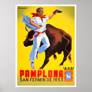 1953 Feria de Pamplona vintage travel Poster