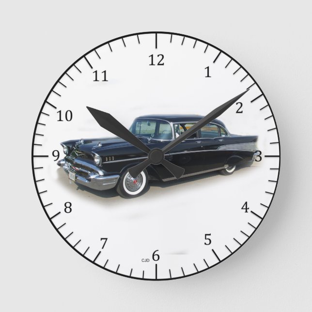 1957 noir 4 porte classique horloge voiture (Recto)