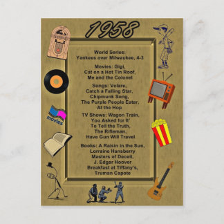 1958 Grands événements Carte d'anniversaire