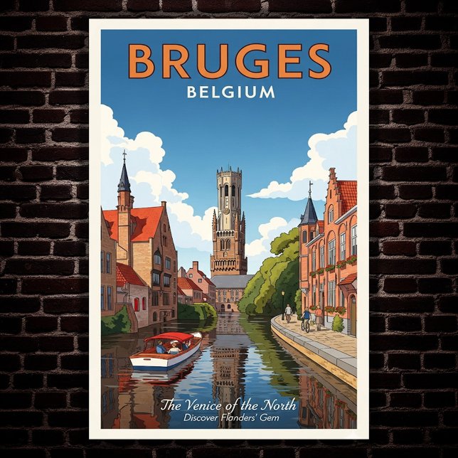 1960 Bruges, Belgique Poster Vintage voyage (Créateur téléchargé)