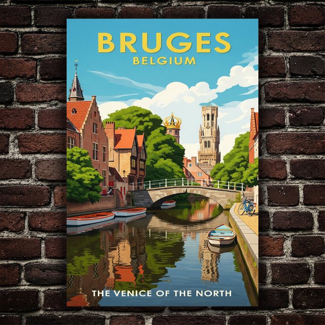 1960 Bruges, Belgique Poster Vintage voyage (Créateur téléchargé)