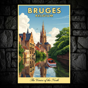 1960 Bruges, Belgique Poster Vintage voyage