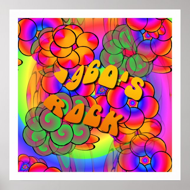 1960's Rock Psychedelic Flower Power Poster (Devant)