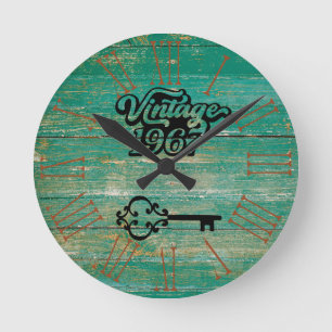 1967 Vintage bois ancien Horloge ronde