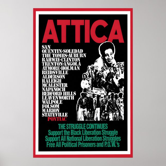1970s  Poster -Black Panther- Attica Art Wall (Devant)