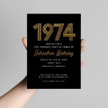 1974 White Black Gold 50th Birthday Invitation<br><div class="desc">Célébrez avec ces invitations de 1974 inspirées des 50ème anniversaire.</div>