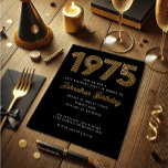 1975 Black Faux Gold 50th Birthday Invitation<br><div class="desc">1975 Black Faux Gold 50th Birthday Invitation Célébrez 50 ans de style avec cette Black Faux Gold Birthday Invitation 1975! Conçue avec un arrière - plan noir élégant et d'élégants accents faux or, cette invitation offre une sophistication intemporelle avec une touche d'allure vintage. C’est la façon idéale d’honorer une année...</div>
