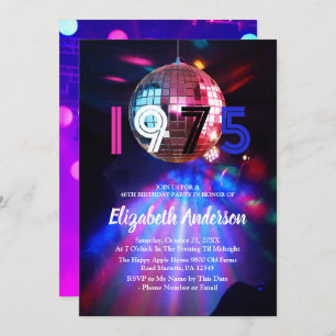 1975 Disco Ball 50e Anniversaire Fête Invitation