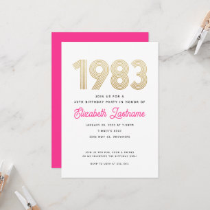 1983 Hot rose White Gold 40e Invitation d'annivers