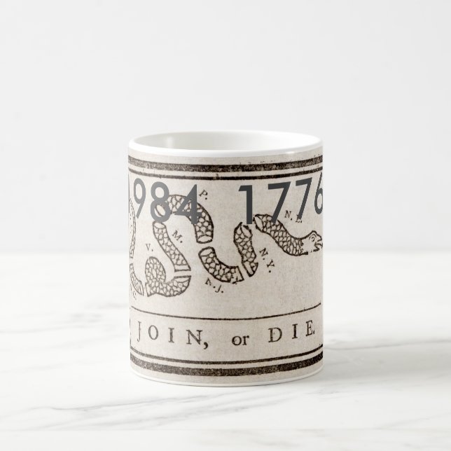 1984 = 1776 Adhésion ou mort mug (Centre)