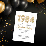 1984 White Black Gold 40th Birthday Invitation<br><div class="desc">Célébrez avec ces invitations 1984 inspirées des 40ème anniversaire.</div>