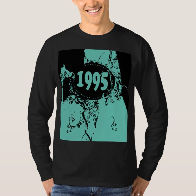 1995 - Noir, bleu Vintage rétro - T-Shirt (Devant)