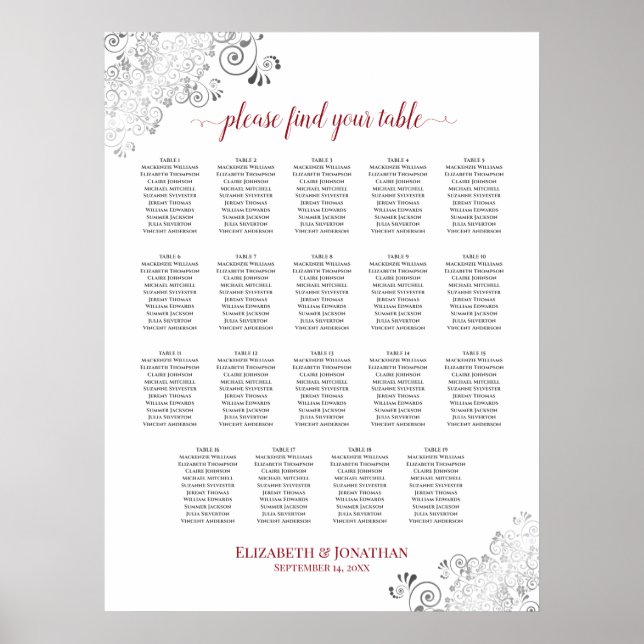 19 Tableau Frilly Mariage Tableau Sièges blanc et  (Devant)