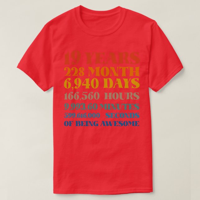 19e anniversaire 19 ans d'être génial Tshirt Bd (Design devant)