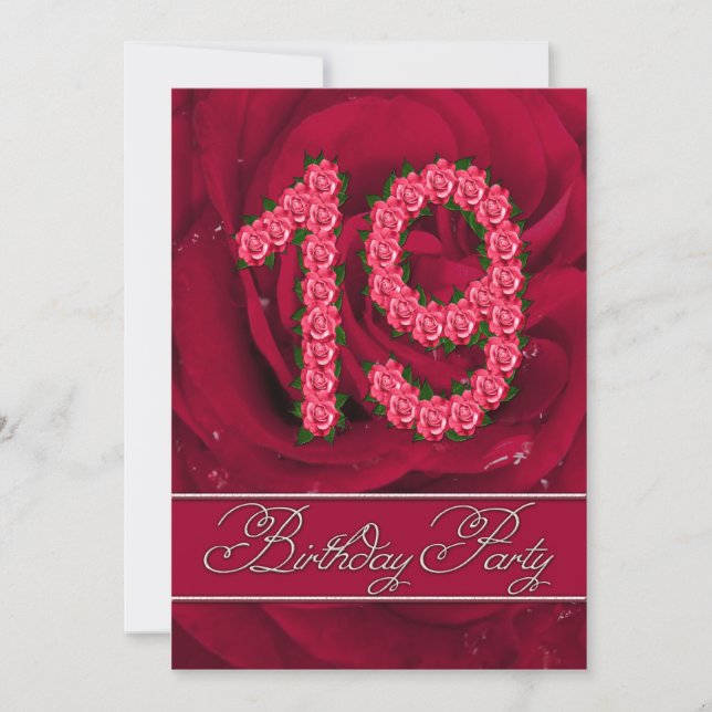 19e anniversaire invitation à la fête avec des ros (Devant)