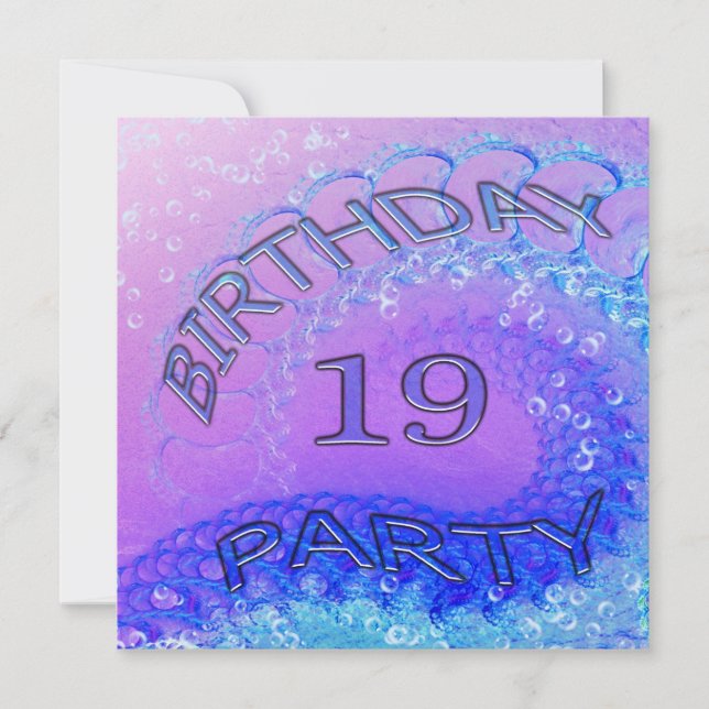 19e anniversaire invitation de fête, Abstraite et  (Devant)
