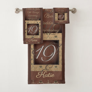 19e anniversaire Mariage bronze couleurServiette à