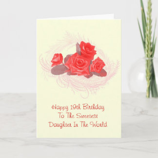 19ème carte d'anniversaire heureuse pour la fille