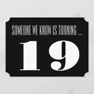 19ème Invitation de fête d'anniversaire, noir et